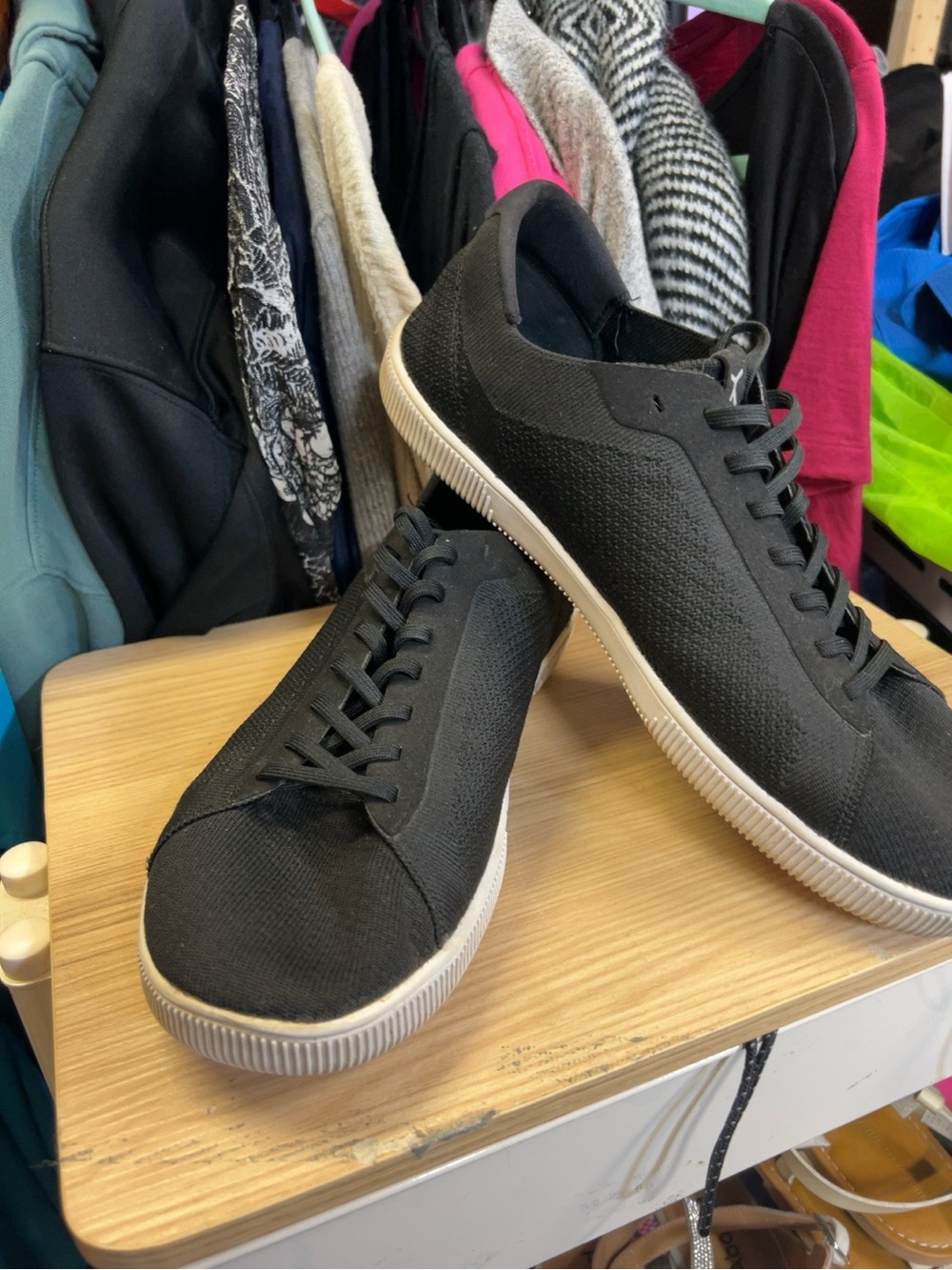 Men's Black Low-Top Lace-Up Sneakers with Cream Sole